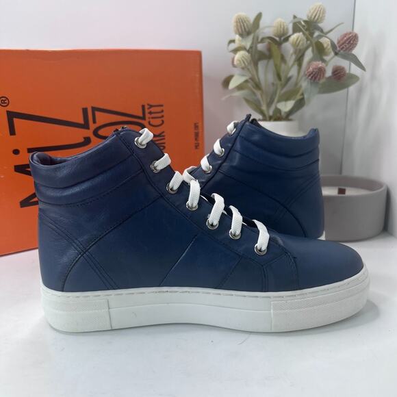Miz Mooz Mosley Side Zip High Top Leather Sneaker Denim Women EU 38/7.5 NWB FLAW - Picture 6 of 12